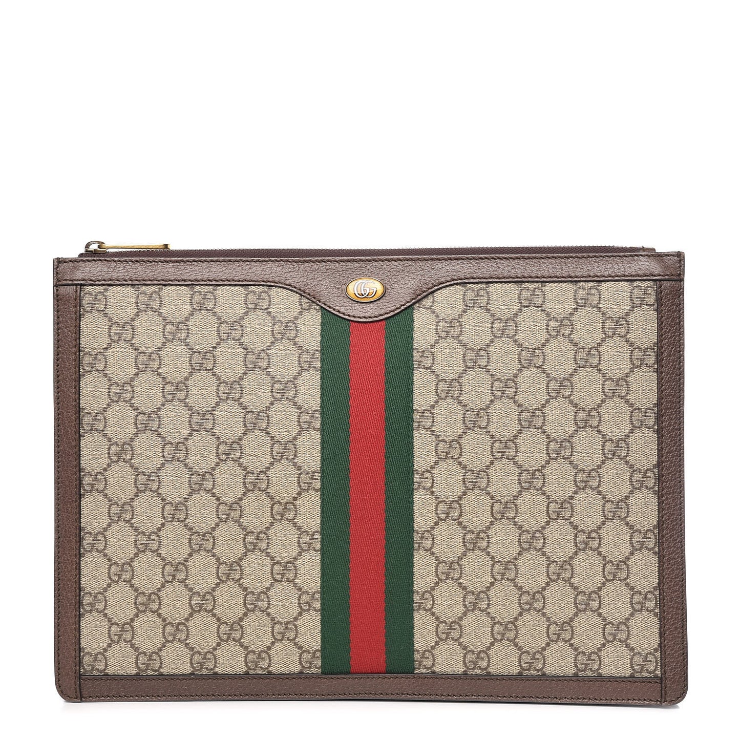 GG Supreme Monogram Web Ophidia Portfolio Pouch Beige New Acero