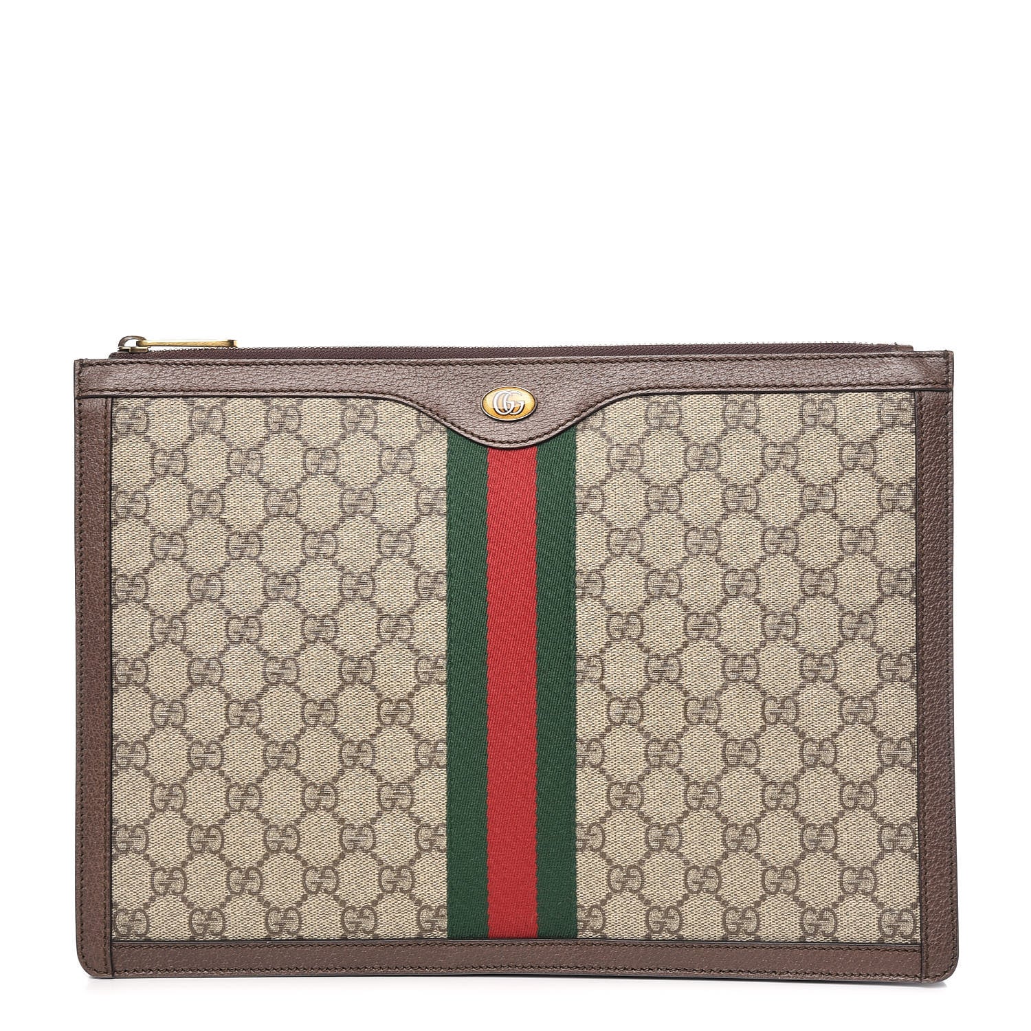 Gucci GG Supreme Monogram Web Ophidia Portfolio Pouch Beige New Acero 1 of 9