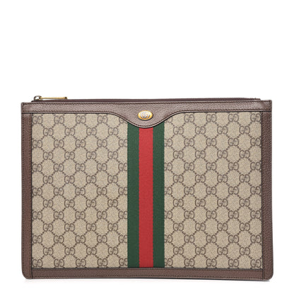 Gucci GG Supreme Monogram Web Ophidia Portfolio Pouch Beige New Acero 1 of 9