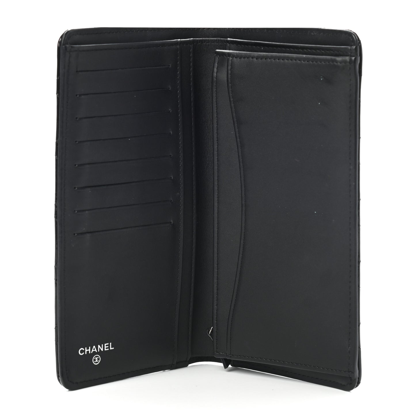 Patent Calfskin Quilted Yen Wallet Black