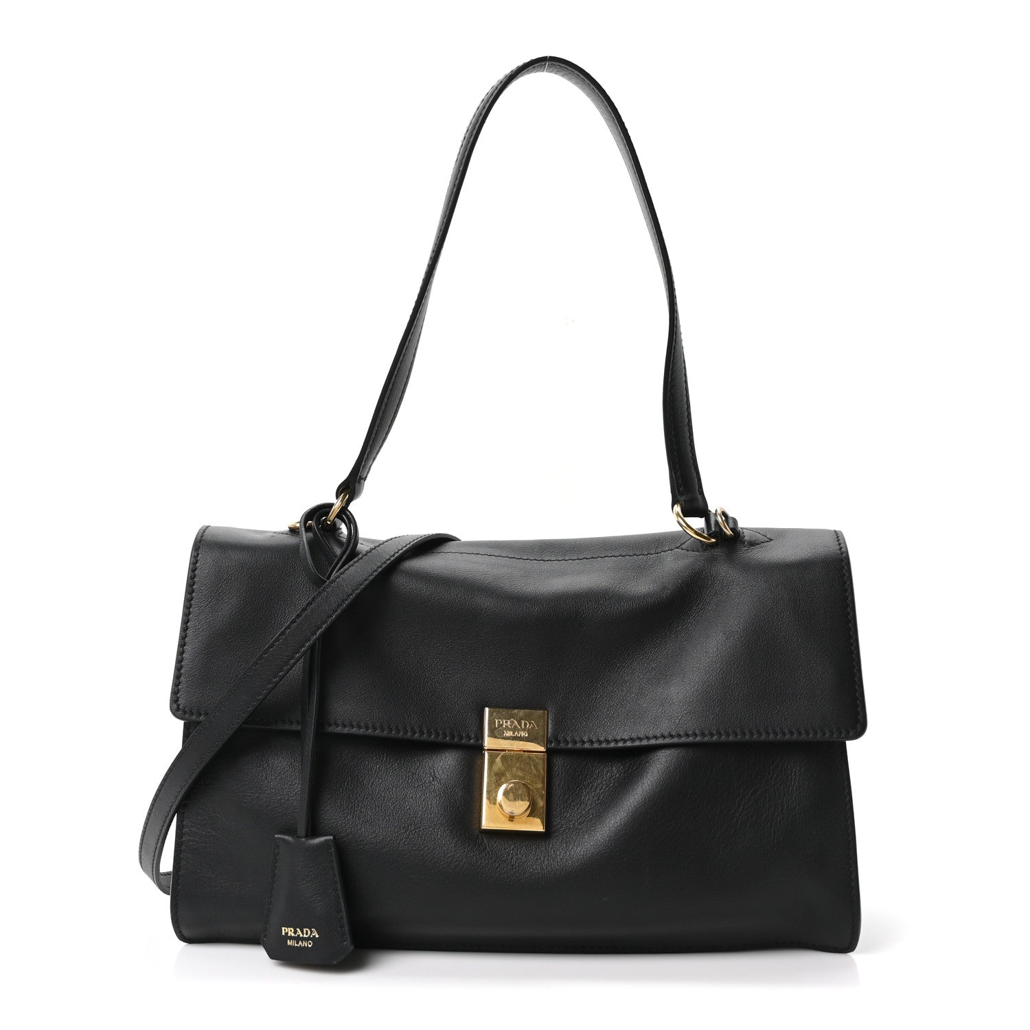 Prada Calfskin Medium Soft Sound Shoulder Bag Black 1 of 10