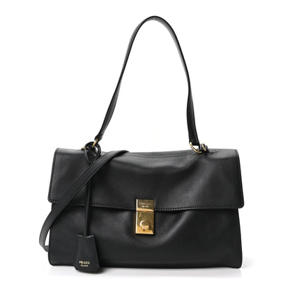 Prada Calfskin Medium Soft Sound Shoulder Bag Black 1 of 10