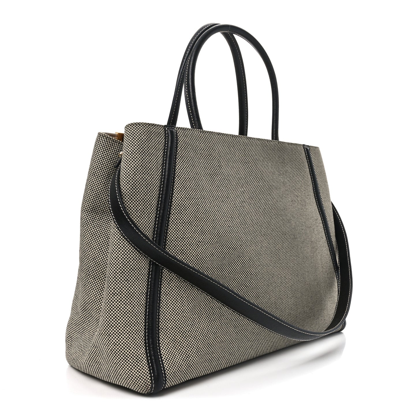 Canvas Vitello Regular 2Jours Tote White Black