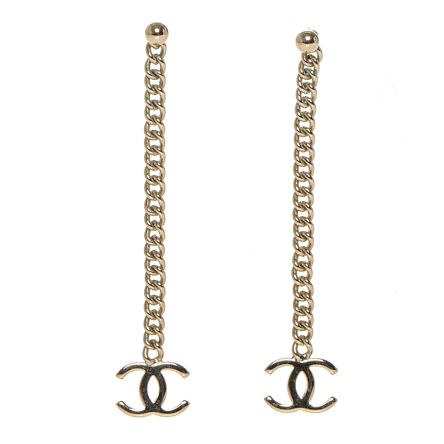 CC Long Drop Earrings Gold