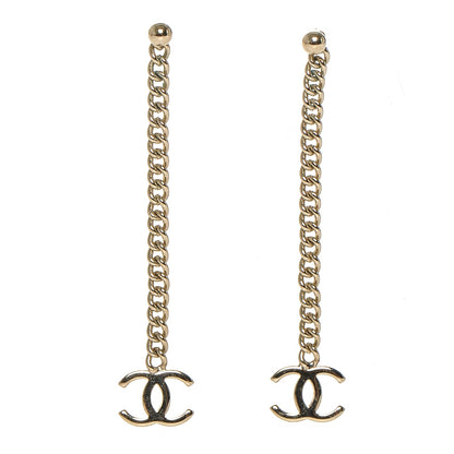 Chanel CC Long Drop Earrings Gold 1 of 3