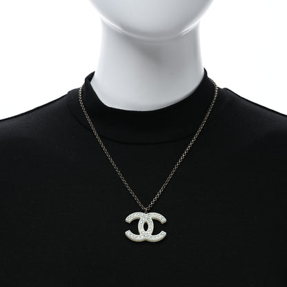Chanel Crystal CC Pendant Necklace Gold 2 of 4