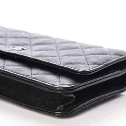 Chanel Crumpled Calfskin Quilted Wallet On Chain WOC So Black 6 of 11