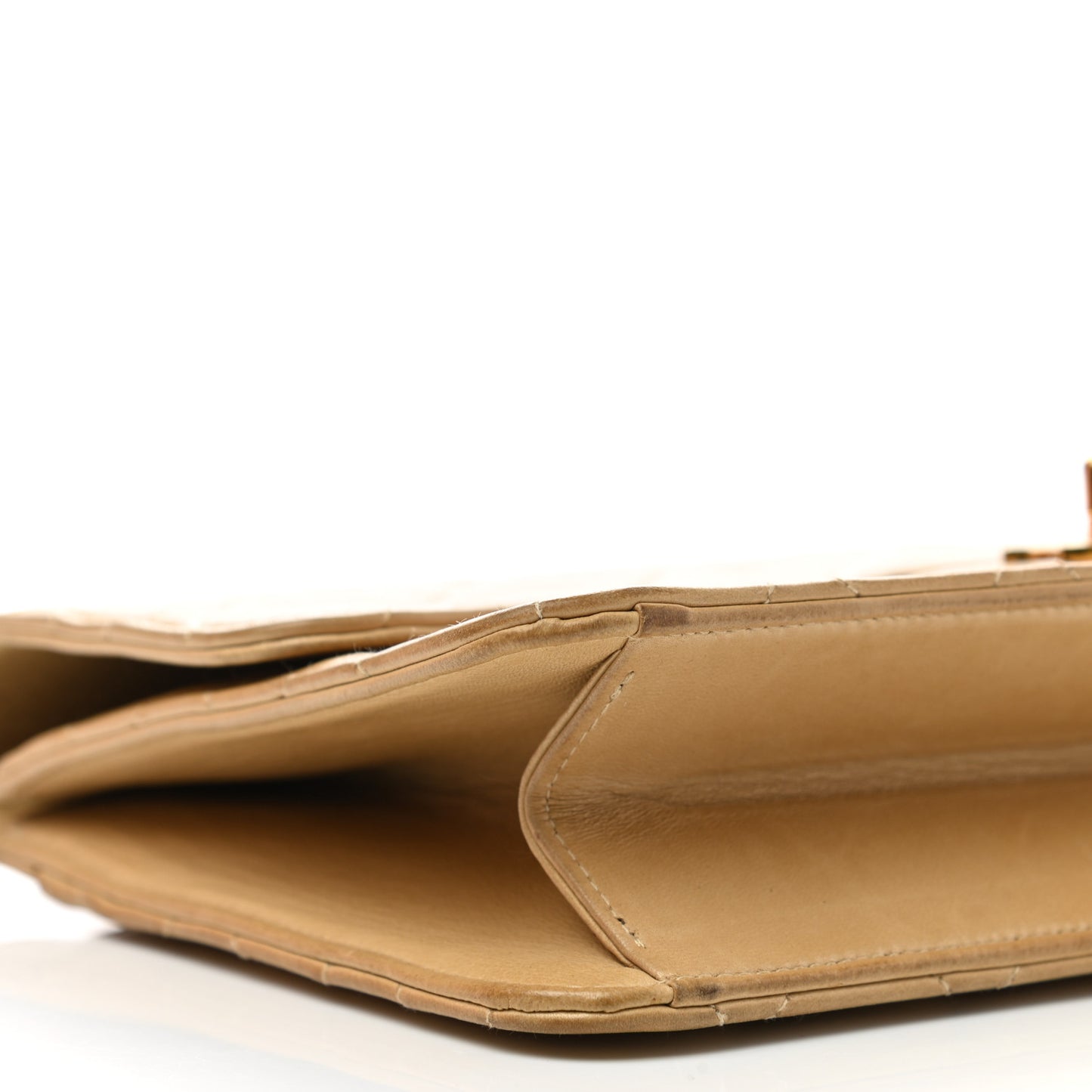 Lambskin Quilted Single Chain Flap Beige