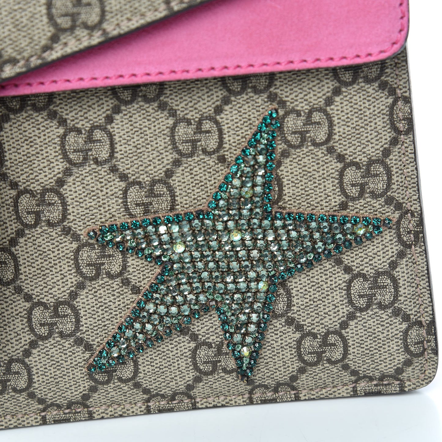 GG Supreme Monogram Suede Pierced Heart Embroidered Medium Dionysus Shoulder Bag Beige Ebony Pink Tropical Flower