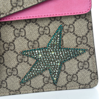 Gucci GG Supreme Monogram Suede Pierced Heart Embroidered Medium Dionysus Shoulder Bag Beige Ebony Pink Tropical Flower 15 of 20