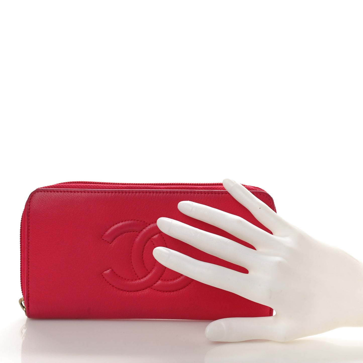 Caviar Large Timeless CC Zip Around Wallet Pink