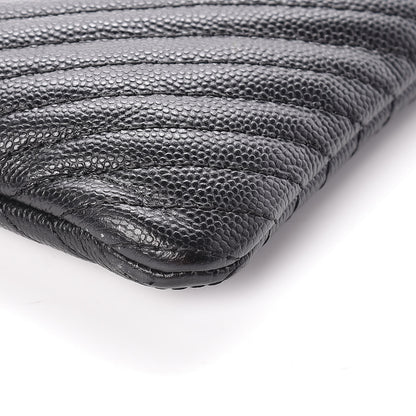 Chanel Caviar Chevron Quilted Medium Cosmetic Case Black 9 of 11