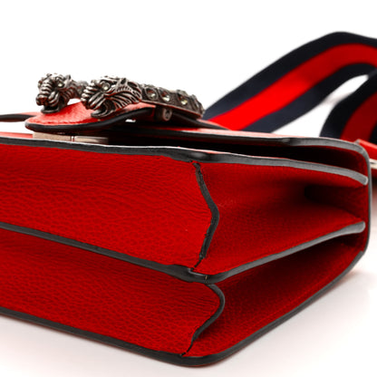 Gucci Dollar Calfskin Crystal Web Mini Dionysus Bamboo Top Handle Bag Hibiscus Red 10 of 15