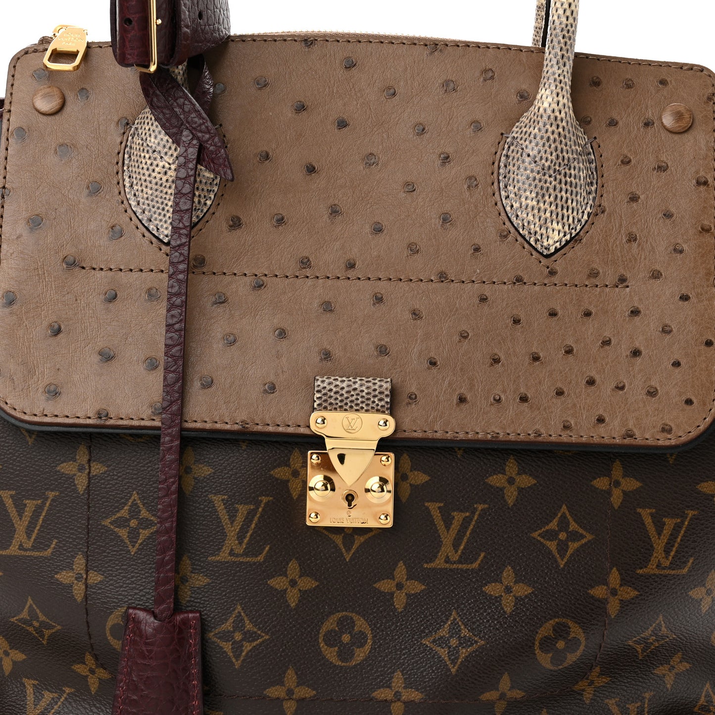 Monogram Ostrich Lizard Majestueux PM Bordeaux