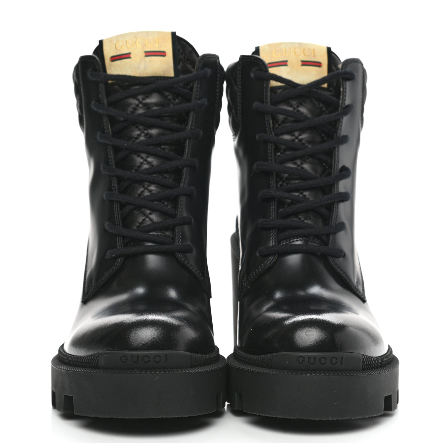Gucci Magnum Calfskin Nappa Quilted Lace Up Ankle Boots 40 Black 2 of 9