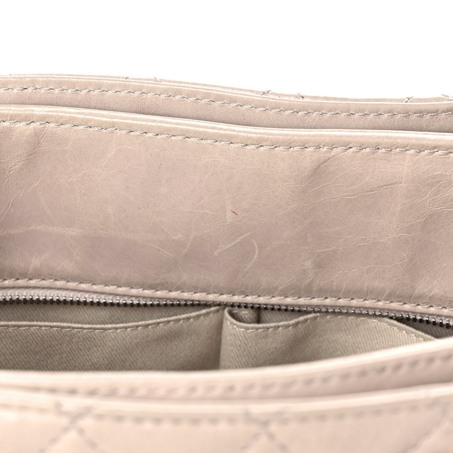 Glazed Calfskin Quilted Shopping Tote Light Beige