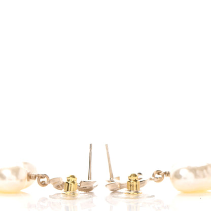 Chanel Pearl CC Double Heart Drop Earrings Gold 3 of 4