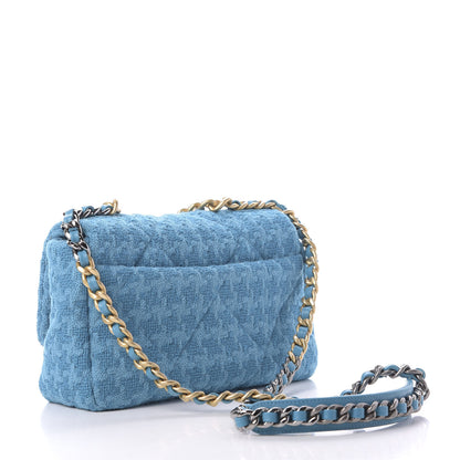 Chanel Tweed Quilted Medium 19 Flap Turquoise 3 of 11