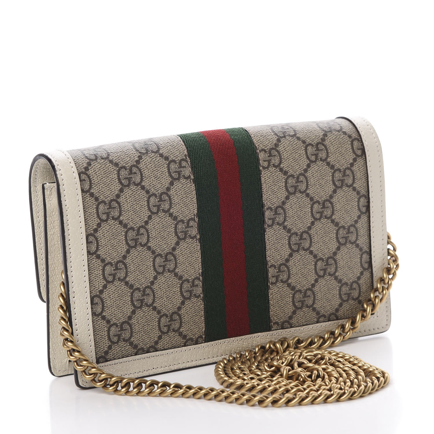 Gucci GG Supreme Monogram Web Queen Margaret Chain Wallet White 3 of 10