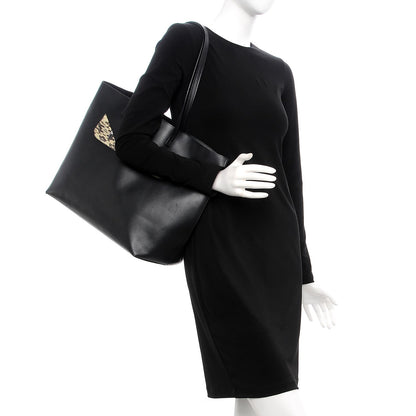 Fendi Vitello Ginevra Elaphe Monster Eyes Shopping Tote Black Naturale 2 of 12