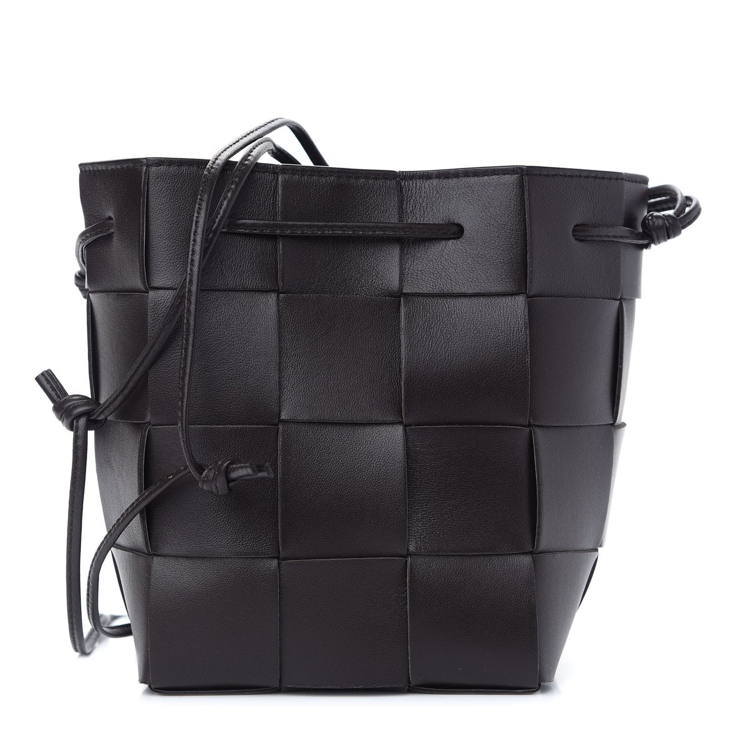 Lambskin Intreccio Small Crossbody Bucket Bag Fondant