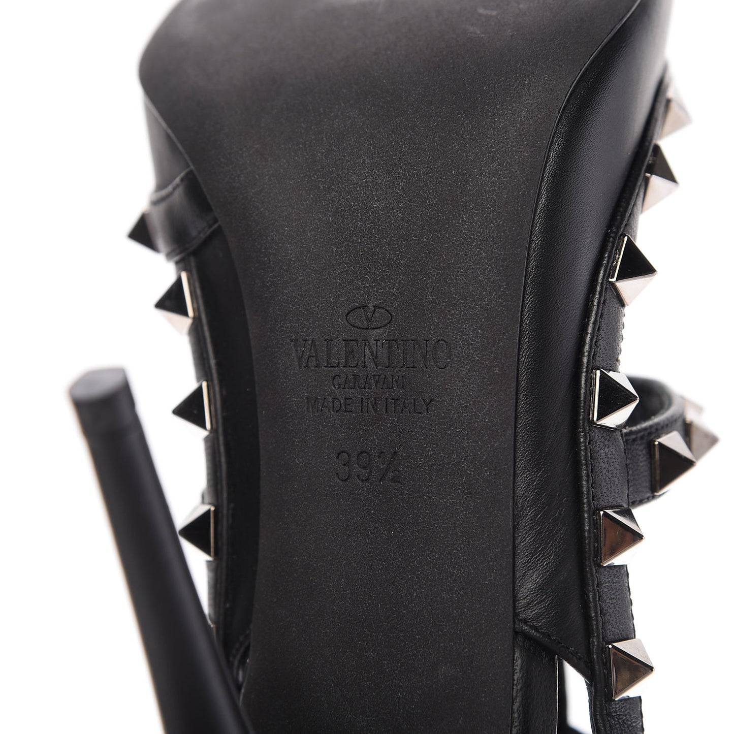 Calfskin Nappa Rockstud Ankle Strap 100mm Pumps 39.5 Black