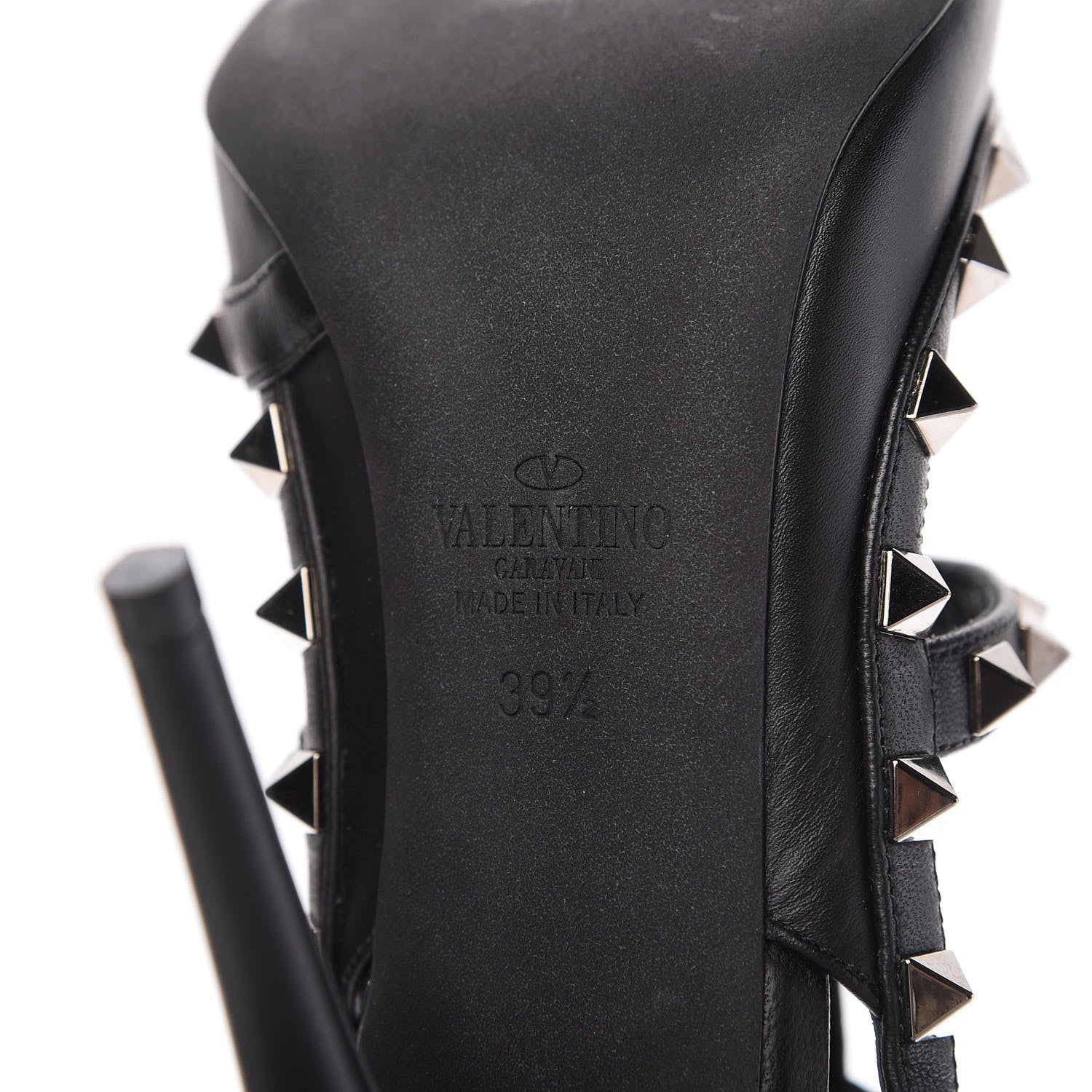 Valentino Garavani Calfskin Nappa Rockstud Ankle Strap 100mm Pumps 39.5 Black 8 of 9