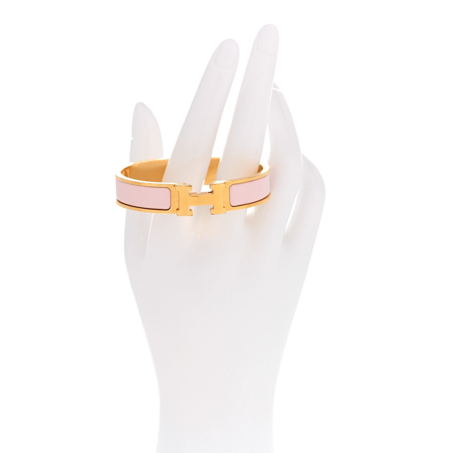 Hermes Enamel Narrow Clic Clac H Bracelet PM Rose Candeur 2 of 4