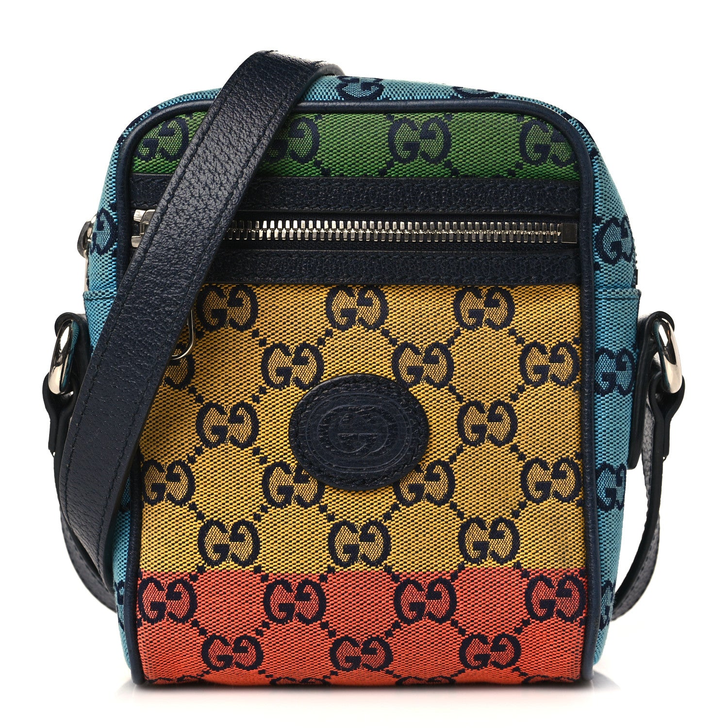 Gucci Monogram Multicolor Mini Retro Interlocking G Messenger Blue Rainbow Light Blue 1 of 10