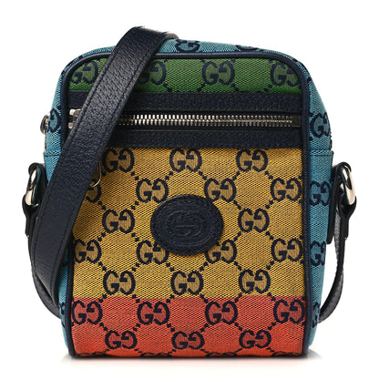 Gucci Monogram Multicolor Mini Retro Interlocking G Messenger Blue Rainbow Light Blue 1 of 10