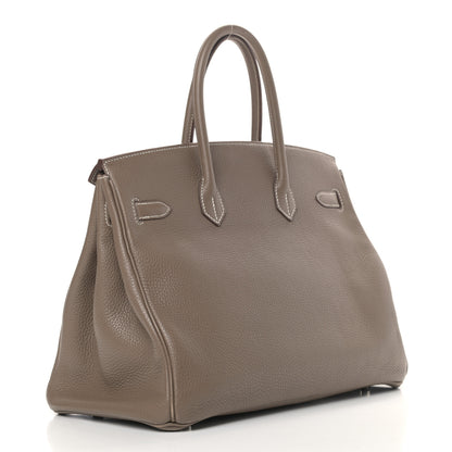 Hermes Taurillon Clemence Birkin 35 Etoupe 3 of 17