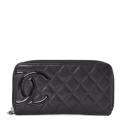 Chanel Calfskin Quilted Cambon Large Gusset Zip Around Wallet Black 1 of 11