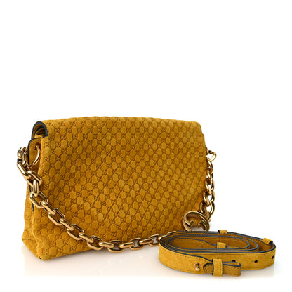 Gucci Micro GG Suede Medium Chain Shoulder Bag Yellow 2 of 9