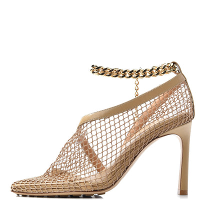 Bottega Veneta Mesh Nappa Chunky Chain Sandals 35 Beige Pony 1 of 10