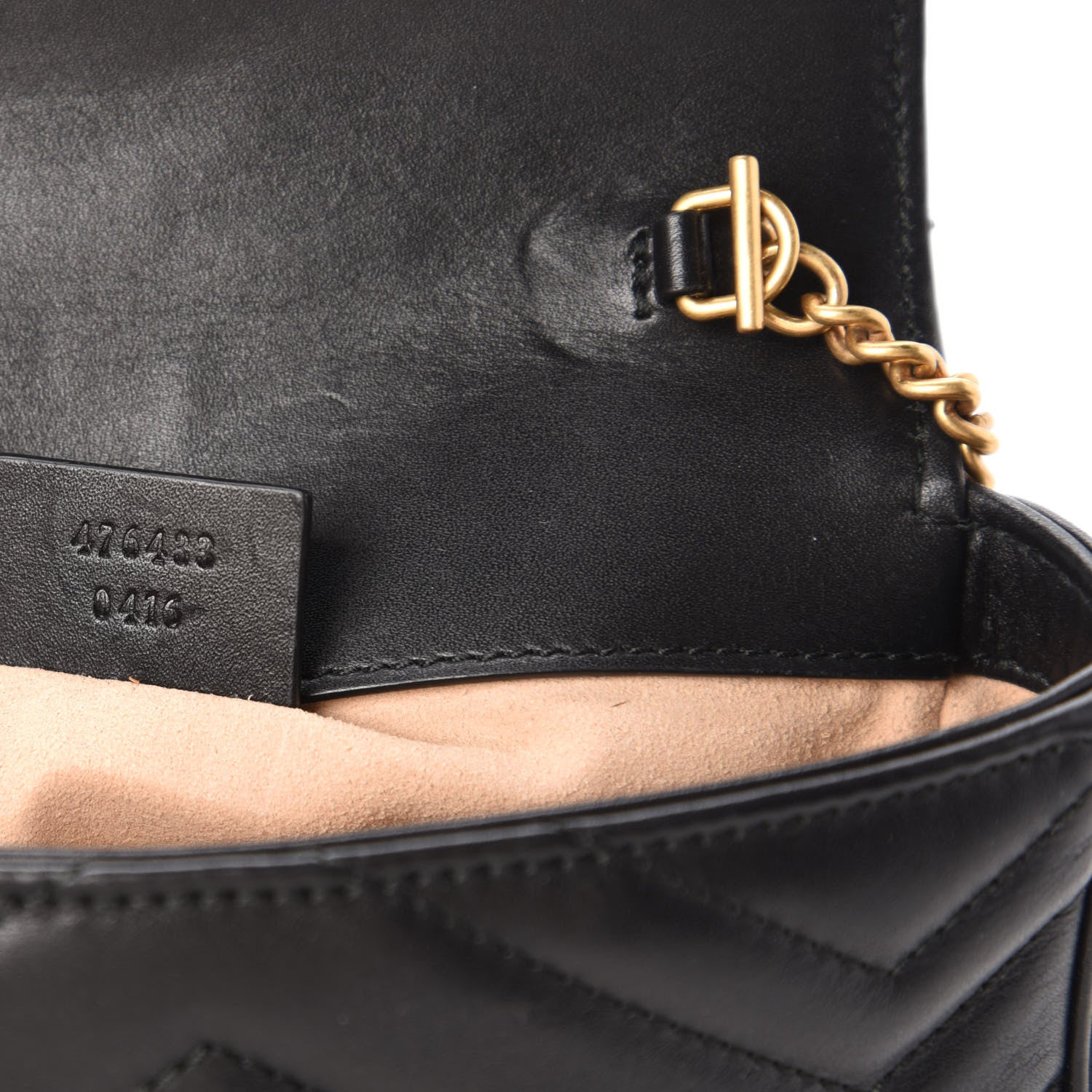 Gucci Calfskin Matelasse Super Mini GG Marmont Shoulder Bag Black 9 of 11
