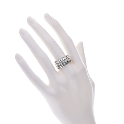 David Yurman Sterling Silver Diamond 11mm Wide Crossover Cable Ring 54 6.75 2 of 5