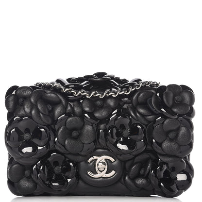 Chanel Lambskin Patent Mini Camellia Flap Black 1 of 8