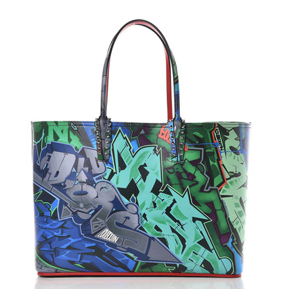 Christian Louboutin Calfskin Metro Graf Spikes East West Cabata Tote Green Multicolor 3 of 13