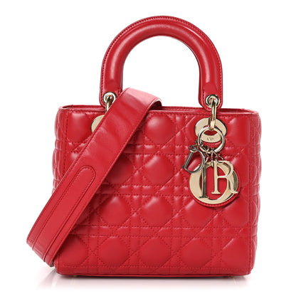 Christian Dior Lambskin Cannage Small Lucky Badges My Lady Dior Red 1 of 11