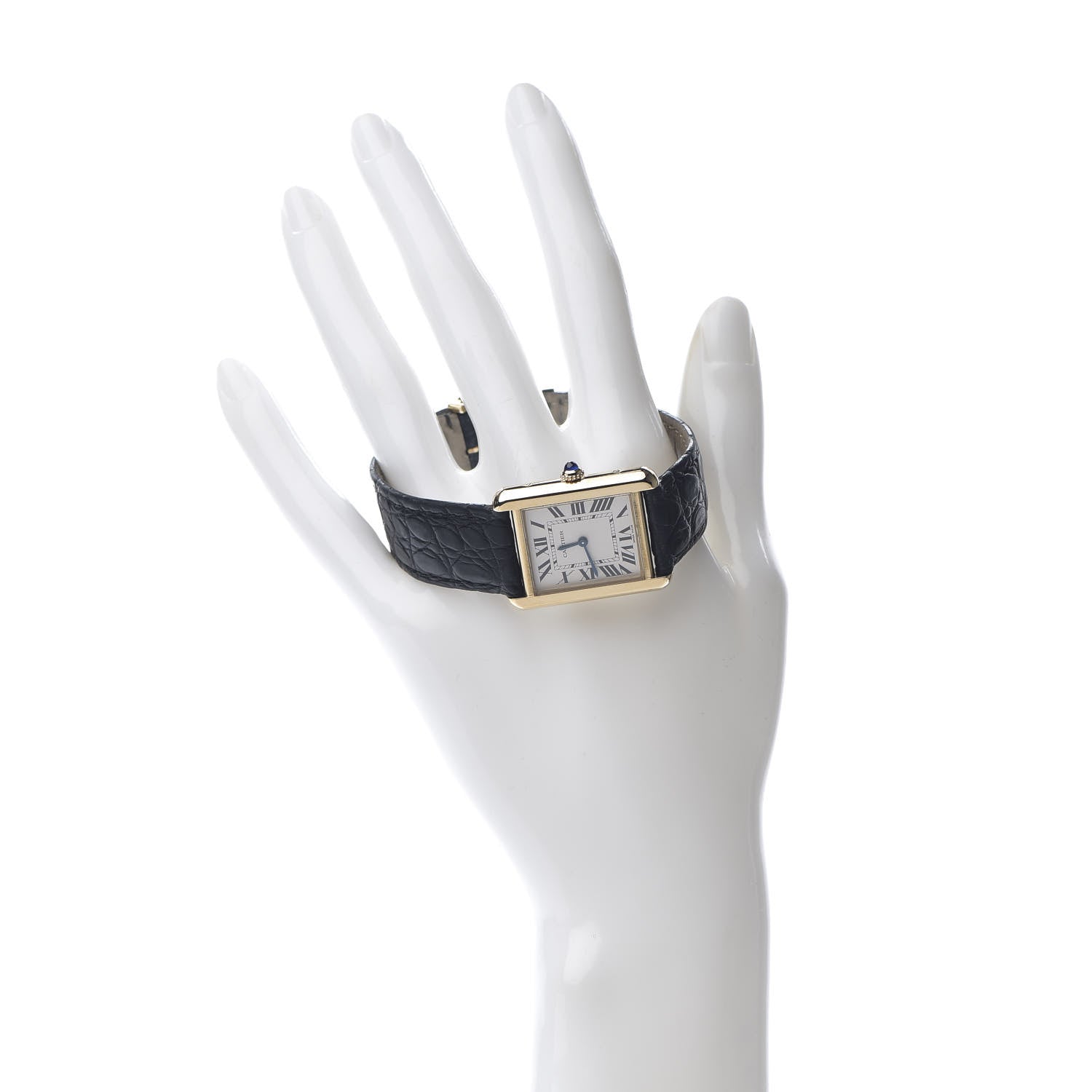 Cartier Stainless Steel 18K Yellow Gold Alligator 24mm Tank Solo Quartz Watch 2 of 9