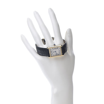 Cartier Stainless Steel 18K Yellow Gold Alligator 24mm Tank Solo Quartz Watch 2 of 9