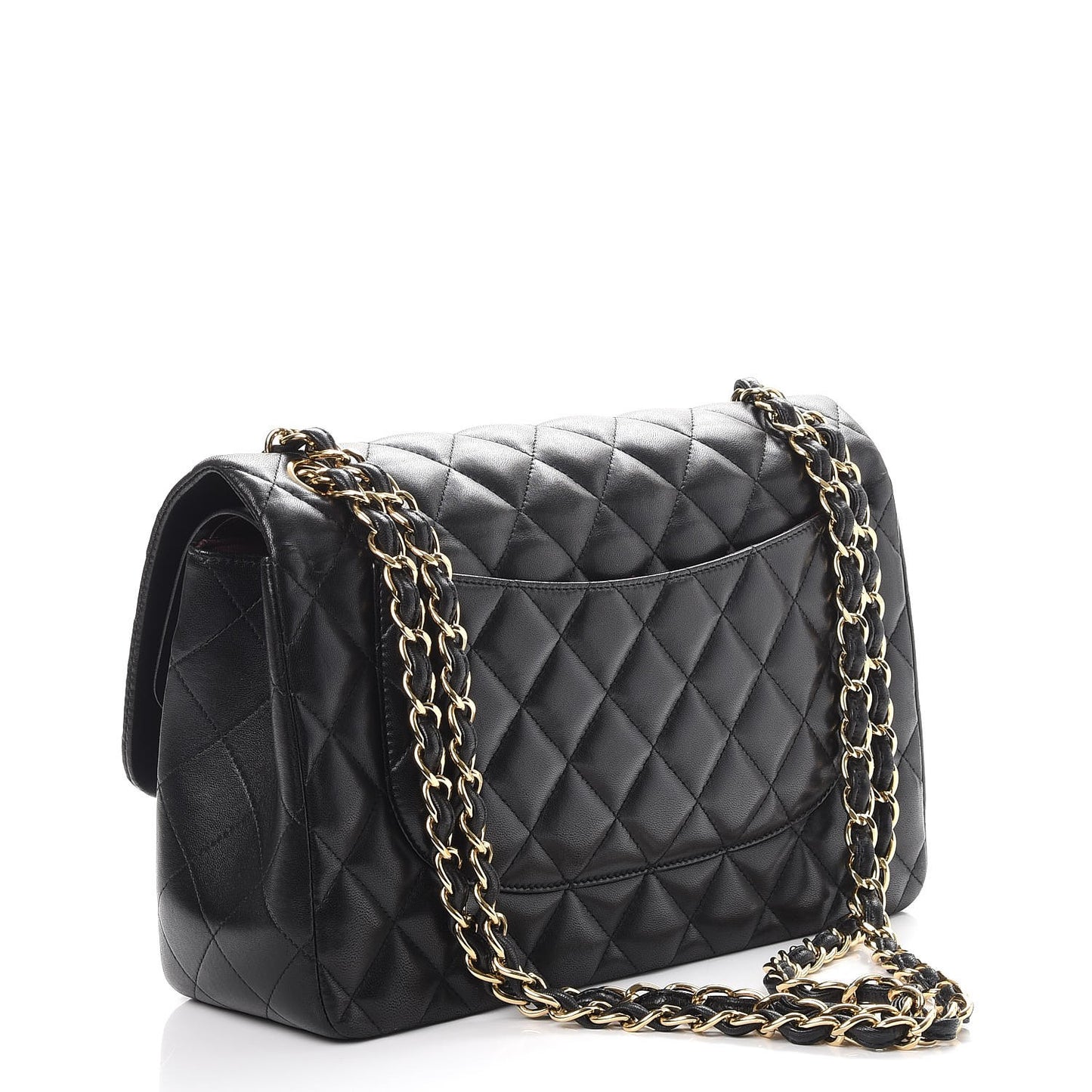 Lambskin Quilted Jumbo Double Flap Black