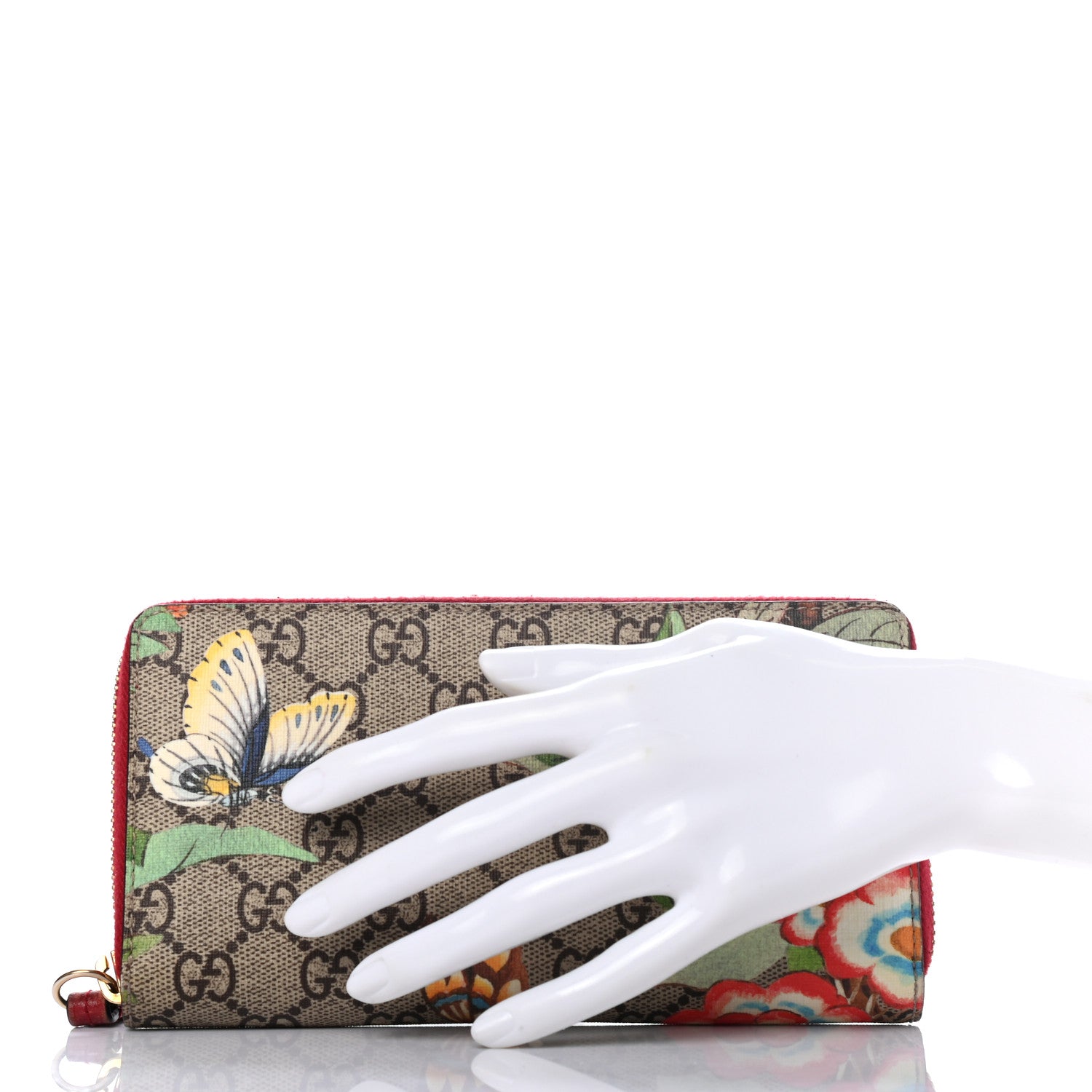 Gucci GG Supreme Monogram Tian Zip Around Wallet Beige Multicolor Red 2 of 10