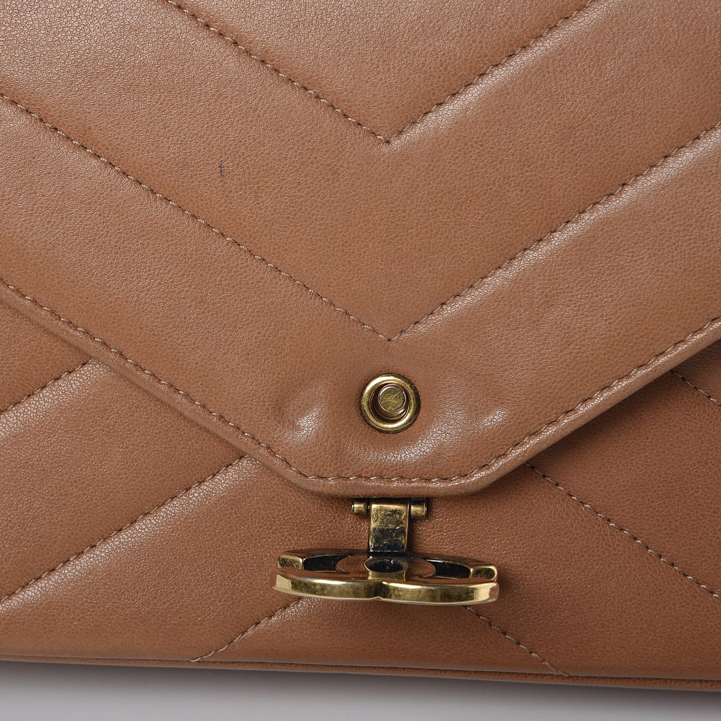 Lambskin Chevron Mini Coco Envelope Flap Beige