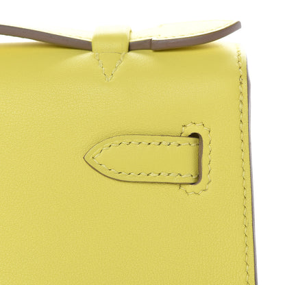 Hermes Swift Kelly Pochette Clutch Lime 22 of 30