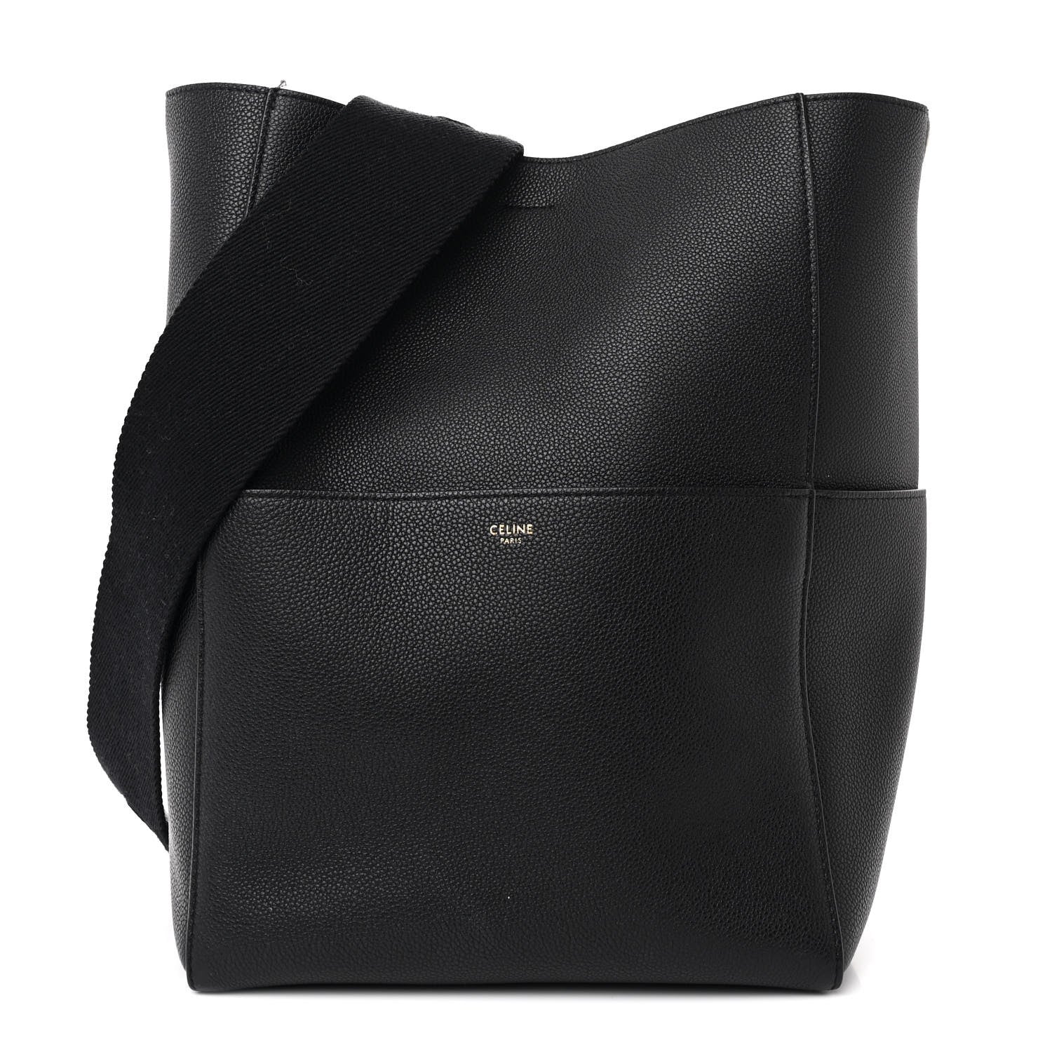 Celine Soft Grained Calfskin Sangle Bucket Bag Black 1 of 11