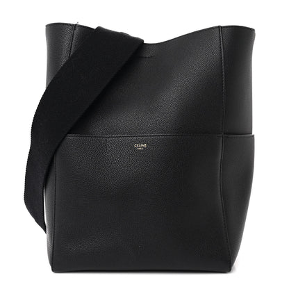 Celine Soft Grained Calfskin Sangle Bucket Bag Black 1 of 11