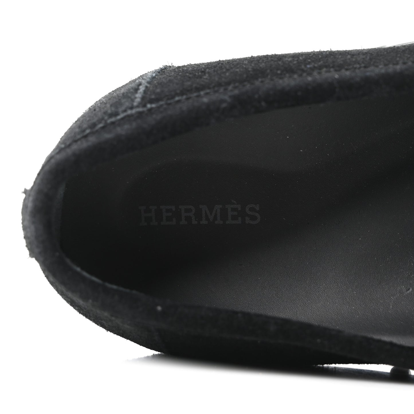 Suede Calfskin Womens Lazy Loafers 38.5 Black