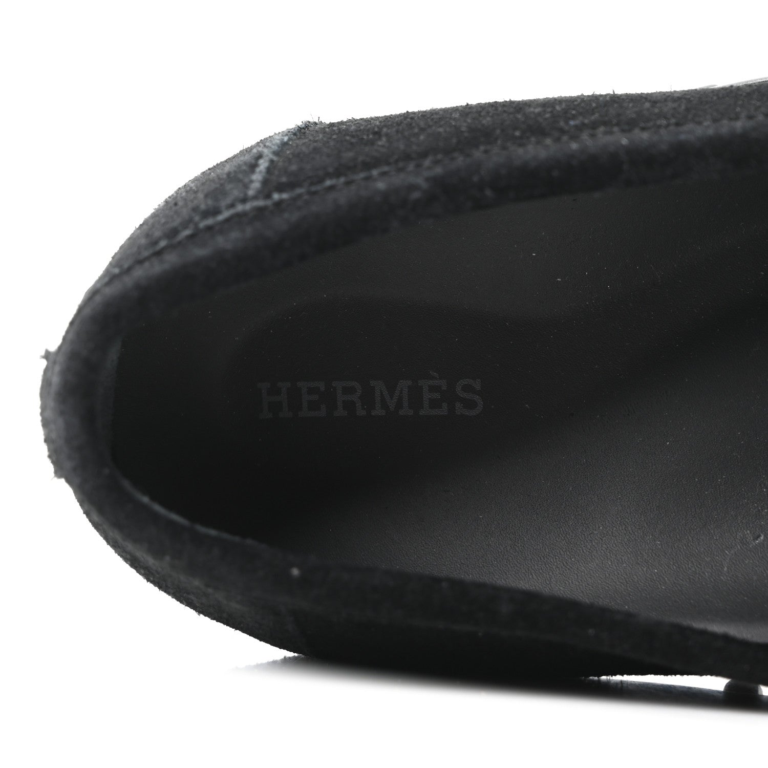 Hermes Suede Calfskin Womens Lazy Loafers 38.5 Black 8 of 10