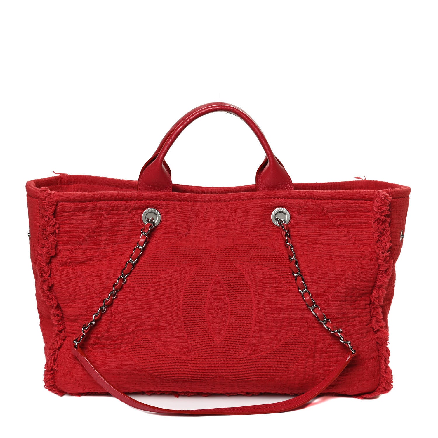 Chanel Canvas Large Double Face Shopping Tote Red 1 of 10